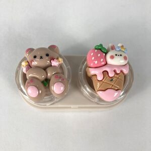 Portable Contact Lens Case Compact Size Home Travel Bear Cubs